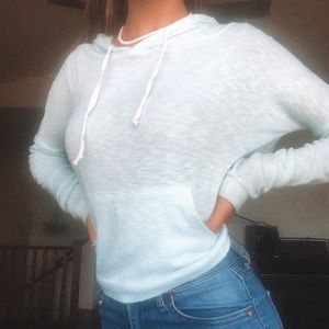 mint green hoodie